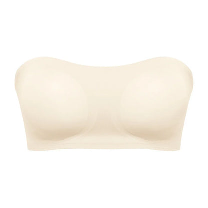 Soutien-gorge push-up sexy sans bretelles rembourré et amovible, sans coutures, en soie glacée, invisible, dos nu, antidérapant, épaules dénudées