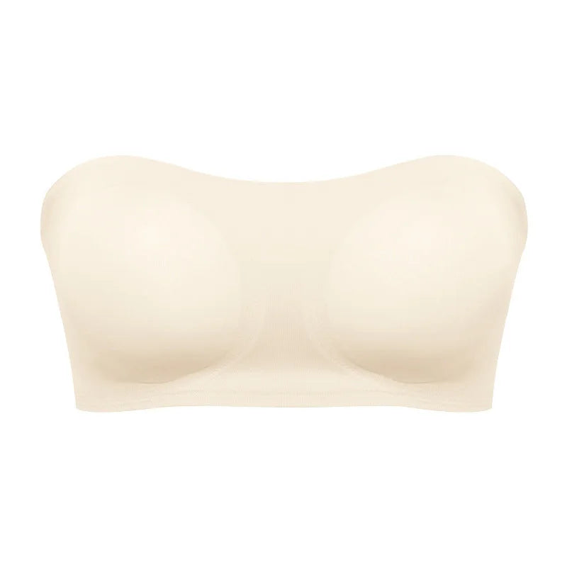 Soutien-gorge push-up sexy sans bretelles pour femme, rembourré et amovible, sans coutures, en soie glacée, invisible, dos nu, antidérapant, épaules dénudées