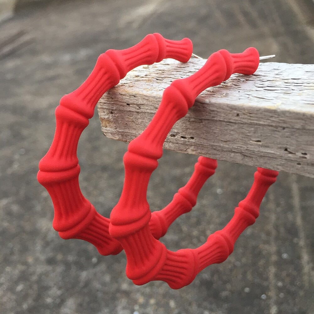 Boucles d'oreilles créoles Bambou nouvelle résine colorée