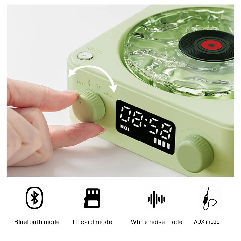 Veilleuse rétro en forme de tourne-disque avec haut-parleur Bluetooth et bruit blanc pour favoriser le sommeil, lumière d'ambiance RGB pour une chambre relaxante ou une chambre d'enfant d'ado, ambiance musicale