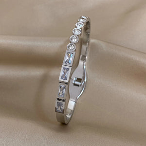 Bracelets tendance GoldGirly en acier inoxydable avec strass et zircone cubique pour femmes, couleur argent, bijoux