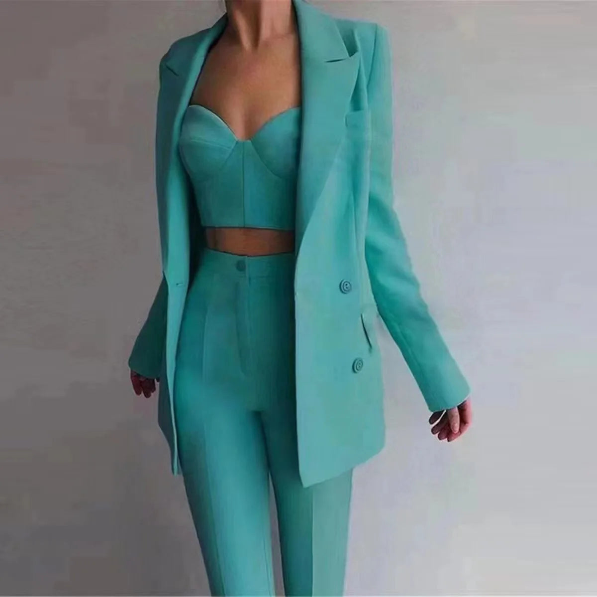 Ensemble Blazer, Pantalon crayon, Bustier, pour Femme, 3 Pièces, Sweet Couleurs