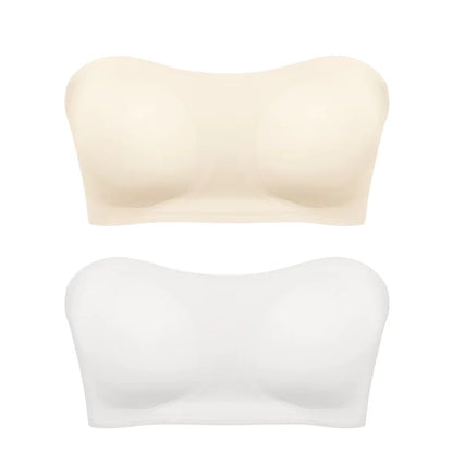 Soutien-gorge push-up sexy sans bretelles rembourré et amovible, sans coutures, en soie glacée, invisible, dos nu, antidérapant, épaules dénudées