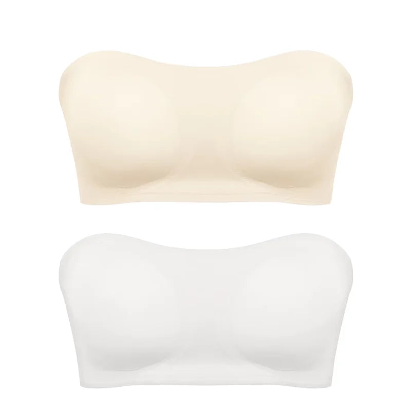 Soutien-gorge push-up sexy sans bretelles pour femme, rembourré et amovible, sans coutures, en soie glacée, invisible, dos nu, antidérapant, épaules dénudées
