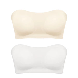 Soutien-gorge push-up sexy sans bretelles pour femme, rembourré et amovible, sans coutures, en soie glacée, invisible, dos nu, antidérapant, épaules dénudées
