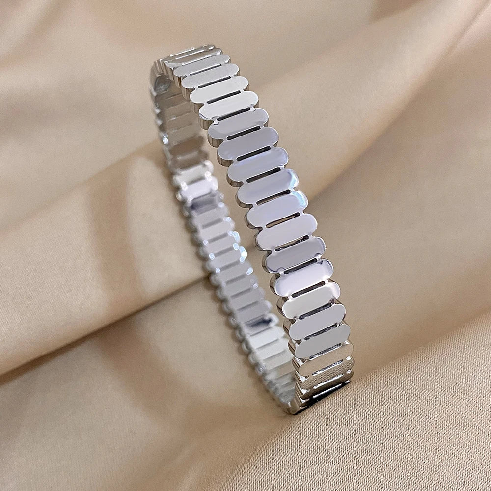 Bracelets tendance GoldGirly en acier inoxydable avec strass et zircone cubique pour femmes, couleur argent, bijoux