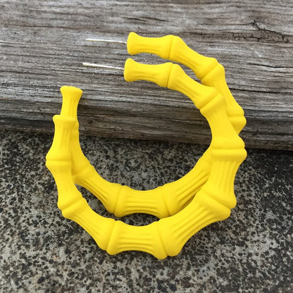 Boucles d'oreilles créoles Bambou nouvelle résine colorée