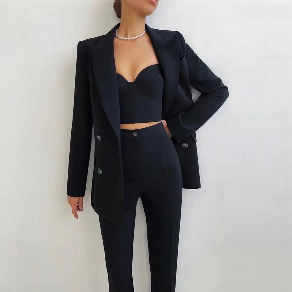 Ensemble Blazer, Pantalon crayon, Bustier, pour Femme, 3 Pièces, Sweet Couleurs