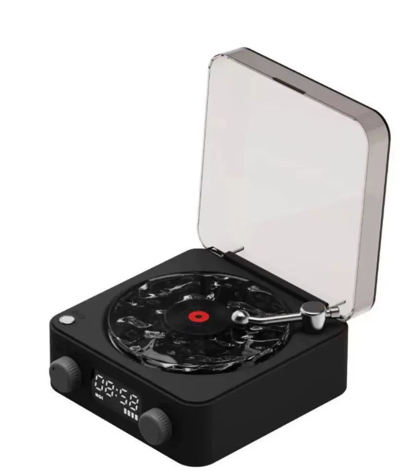 Veilleuse rétro en forme de tourne-disque avec haut-parleur Bluetooth et bruit blanc pour favoriser le sommeil, lumière d'ambiance RGB pour une chambre relaxante ou une chambre d'enfant d'ado, ambiance musicale