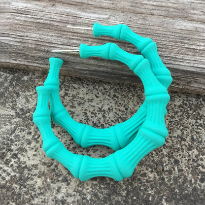 Boucles d'oreilles créoles Bambou nouvelle résine colorée