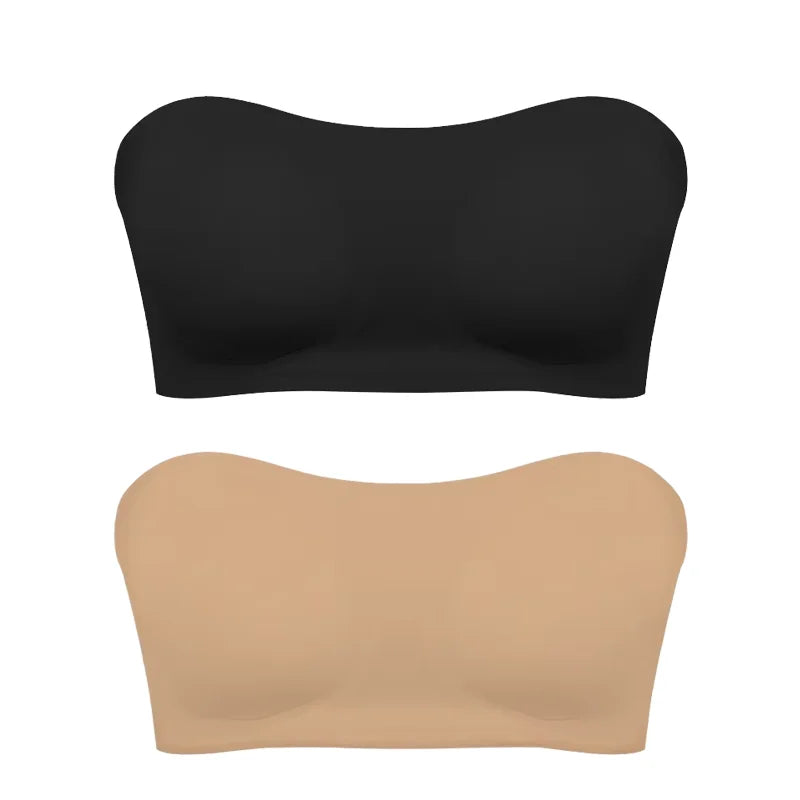 Soutien-gorge push-up sexy sans bretelles pour femme, rembourré et amovible, sans coutures, en soie glacée, invisible, dos nu, antidérapant, épaules dénudées