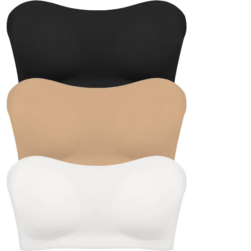 Soutien-gorge push-up sexy sans bretelles pour femme, rembourré et amovible, sans coutures, en soie glacée, invisible, dos nu, antidérapant, épaules dénudées