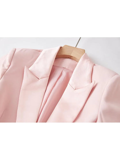 Ensemble de styliste douceur pour femmes, Slim, bouton unique, orné de plumes, Blazer et pantalon