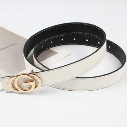Ceinture réversible pour femme, boucle lisse, cuir véritable de haute qualité, 2,3 cm, tendance et polyvalente.