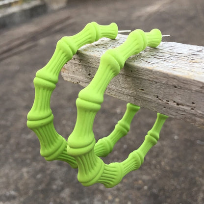 Boucles d'oreilles créoles Bambou nouvelle résine colorée