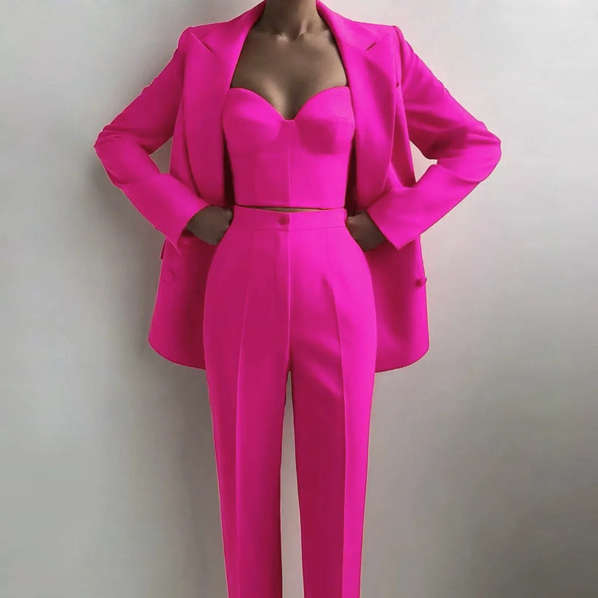 Ensemble Blazer, Pantalon crayon, Bustier, pour Femme, 3 Pièces, Sweet Couleurs