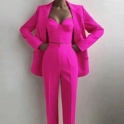 Ensemble Blazer, Pantalon crayon, Bustier, pour Femme, 3 Pièces, Sweet Couleurs