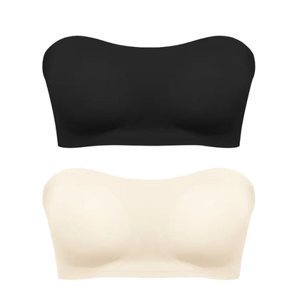 Soutien-gorge push-up sexy sans bretelles rembourré et amovible, sans coutures, en soie glacée, invisible, dos nu, antidérapant, épaules dénudées