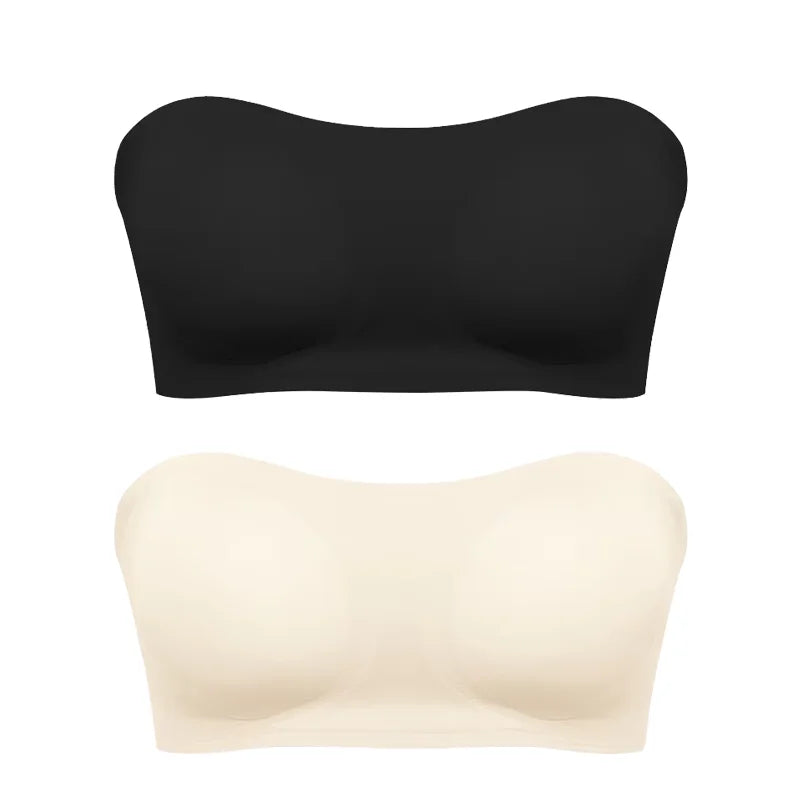 Soutien-gorge push-up sexy sans bretelles pour femme, rembourré et amovible, sans coutures, en soie glacée, invisible, dos nu, antidérapant, épaules dénudées