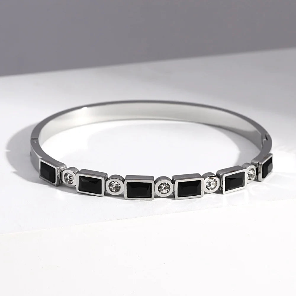 Bracelets tendance GoldGirly en acier inoxydable avec strass et zircone cubique pour femmes, couleur argent, bijoux