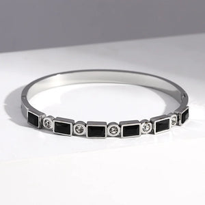 Bracelets tendance GoldGirly en acier inoxydable avec strass et zircone cubique pour femmes, couleur argent, bijoux