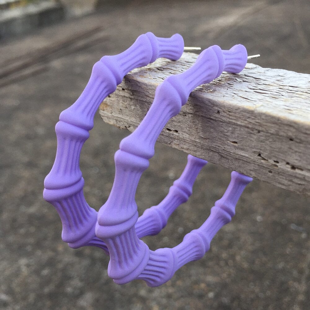 Boucles d'oreilles créoles Bambou nouvelle résine colorée