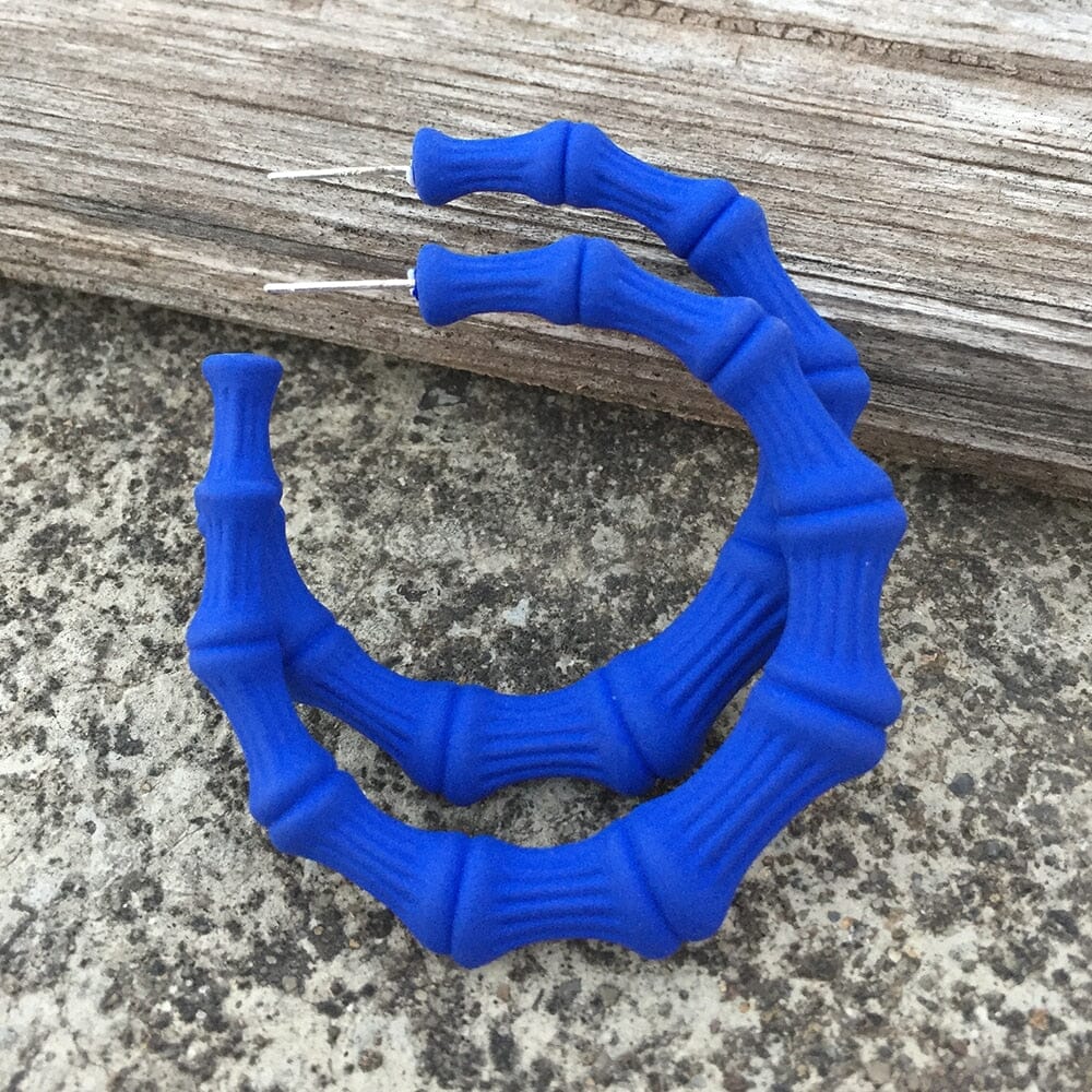 Boucles d'oreilles créoles Bambou nouvelle résine colorée