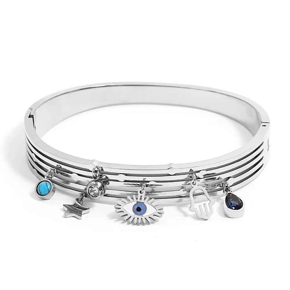 Bracelets tendance GoldGirly en acier inoxydable avec strass et zircone cubique pour femmes, couleur argent, bijoux