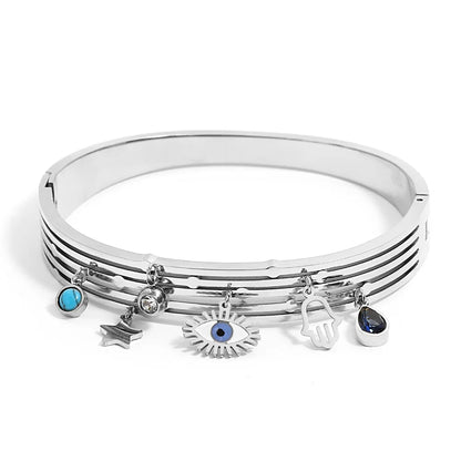 Bracelets tendance GoldGirly en acier inoxydable avec strass et zircone cubique pour femmes, couleur argent, bijoux