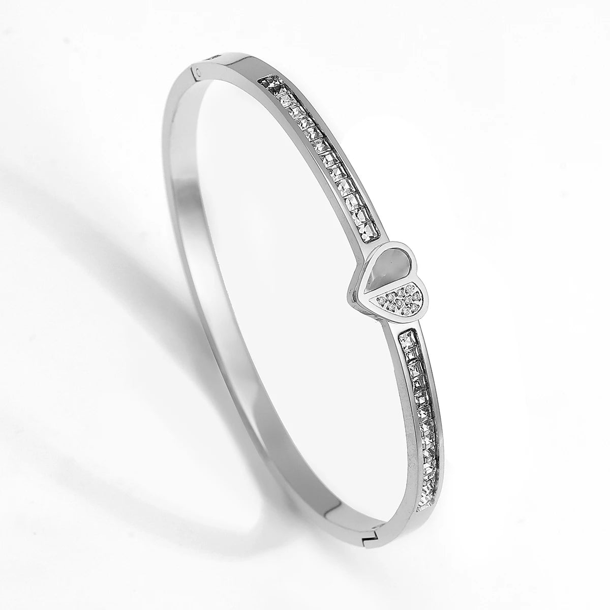 Bracelets tendance GoldGirly en acier inoxydable avec strass et zircone cubique pour femmes, couleur argent, bijoux