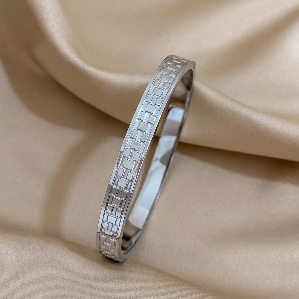 Bracelets tendance GoldGirly en acier inoxydable avec strass et zircone cubique pour femmes, couleur argent, bijoux