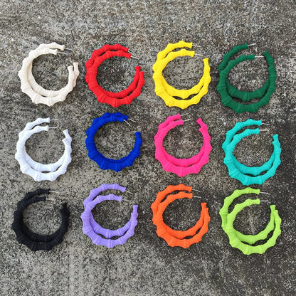 Boucles d'oreilles créoles Bambou nouvelle résine colorée