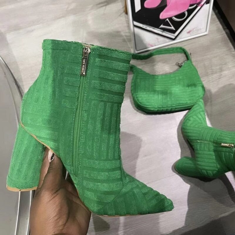 Bottines Orange à bout pointu pour femme, chaussures chevilles à talons hauts et fermeture éclair sur l'intérieur, mode automne hiver