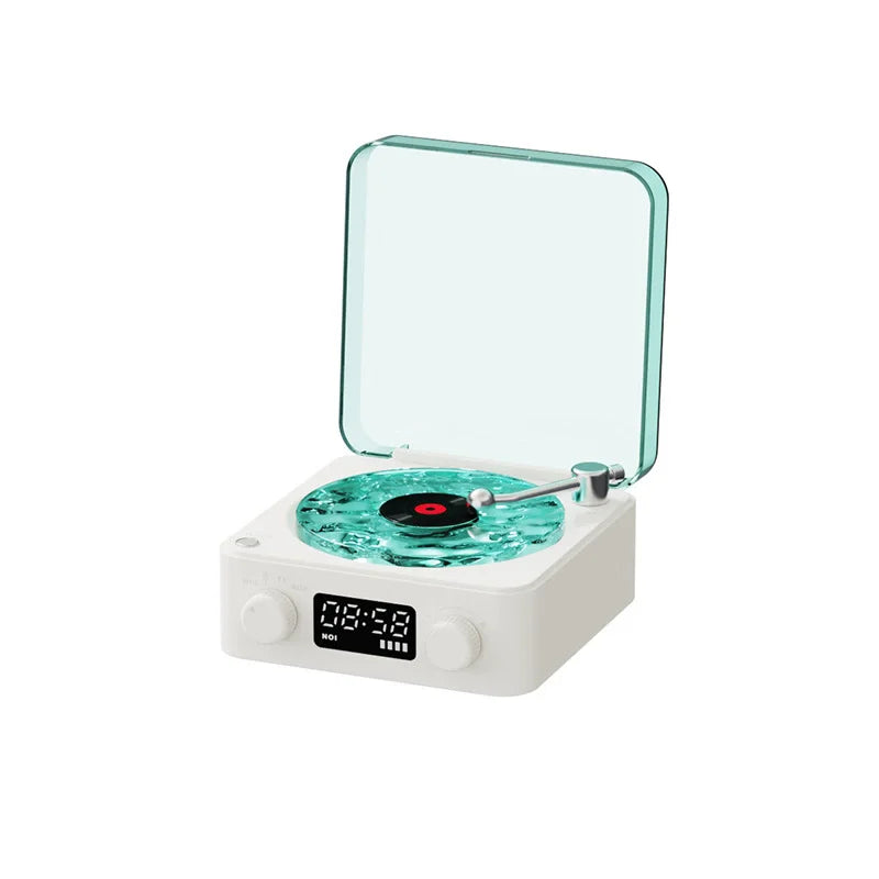 Veilleuse rétro en forme de tourne-disque avec haut-parleur Bluetooth et bruit blanc pour favoriser le sommeil, lumière d'ambiance RGB pour une chambre relaxante ou une chambre d'enfant d'ado, ambiance musicale