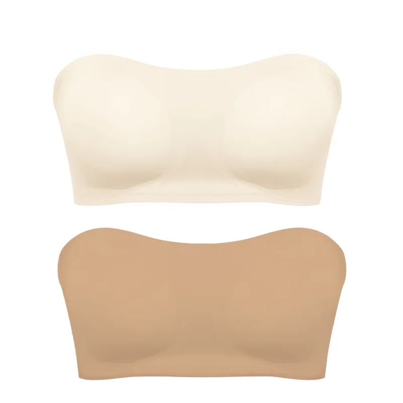 Soutien-gorge push-up sexy sans bretelles pour femme, rembourré et amovible, sans coutures, en soie glacée, invisible, dos nu, antidérapant, épaules dénudées