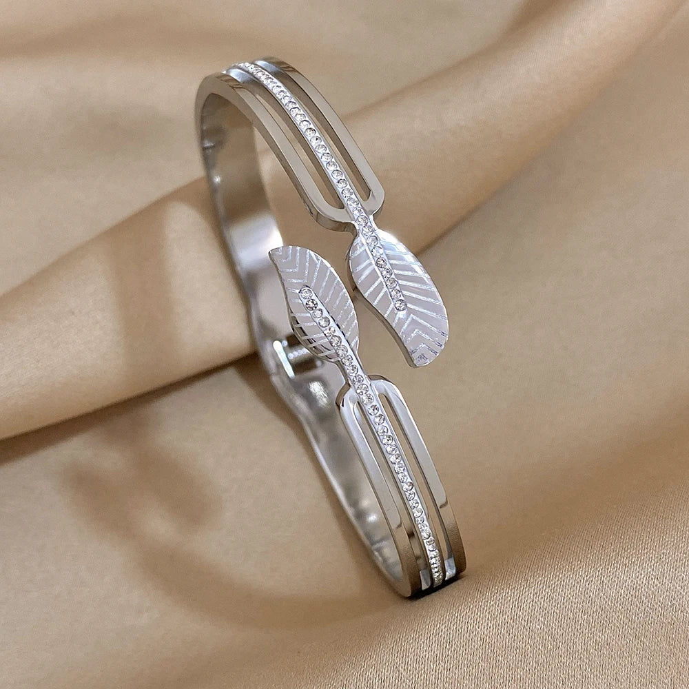 Bracelets tendance GoldGirly en acier inoxydable avec strass et zircone cubique pour femmes, couleur argent, bijoux