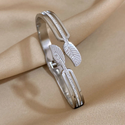 Bracelets tendance GoldGirly en acier inoxydable avec strass et zircone cubique pour femmes, couleur argent, bijoux