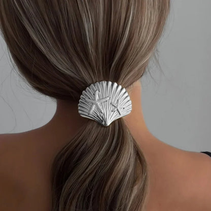 Chouchous en métal à motif coquillage et étoile de mer, accessoires pour cheveux simples et élégants.