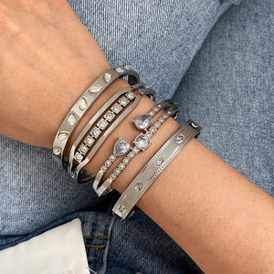 Bracelets tendance GoldGirly en acier inoxydable avec strass et zircone cubique pour femmes, couleur argent, bijoux