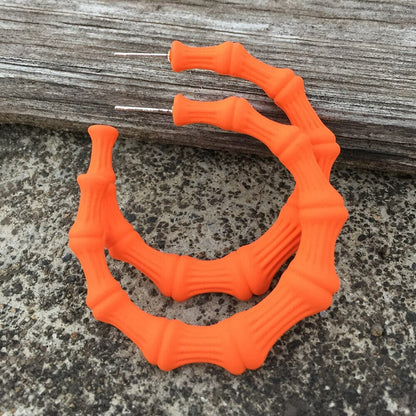 Boucles d'oreilles créoles Bambou nouvelle résine colorée