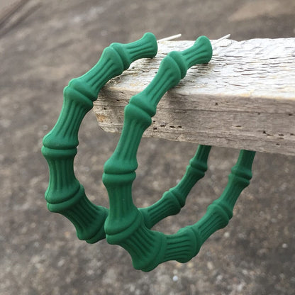 Boucles d'oreilles créoles Bambou nouvelle résine colorée