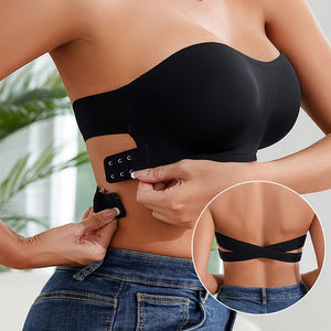 Soutien-gorge push-up sexy sans bretelles pour femme, rembourré et amovible, sans coutures, en soie glacée, invisible, dos nu, antidérapant, épaules dénudées