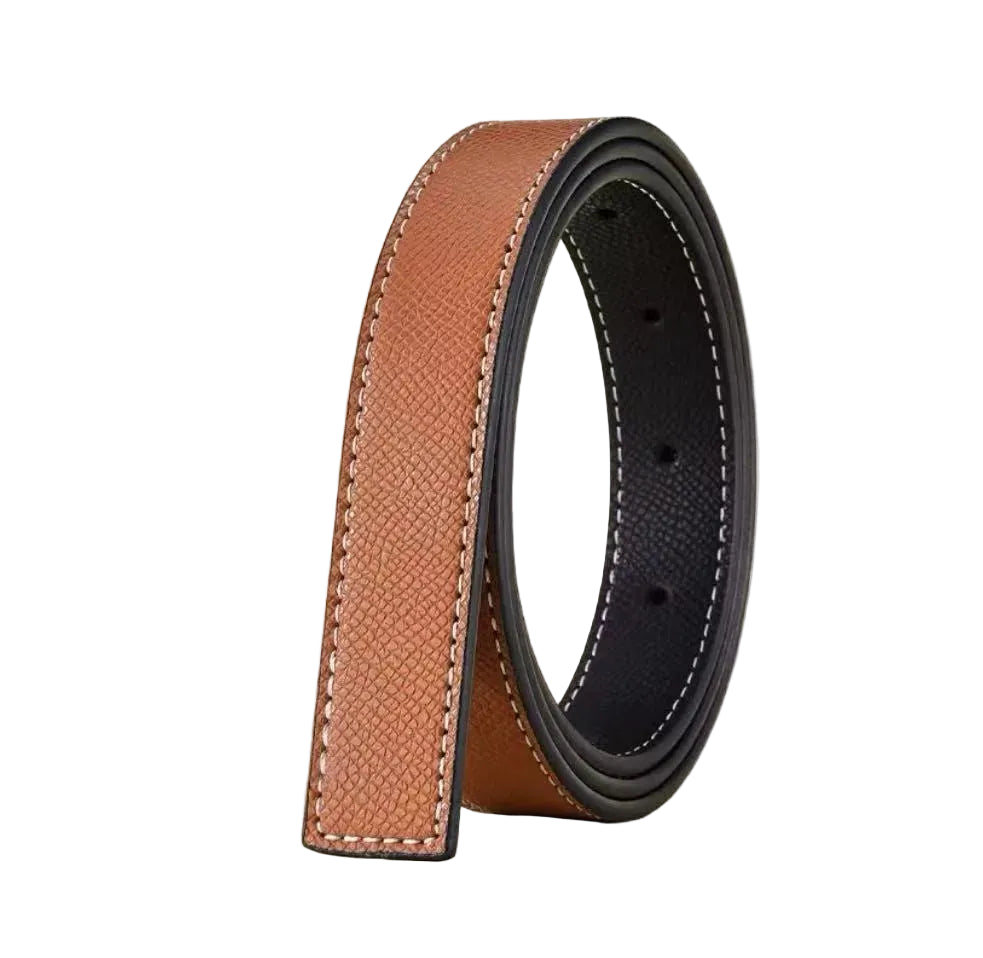 Ceinture réversible pour femme, boucle lisse, cuir véritable de haute qualité, 2,3 cm, tendance et polyvalente.