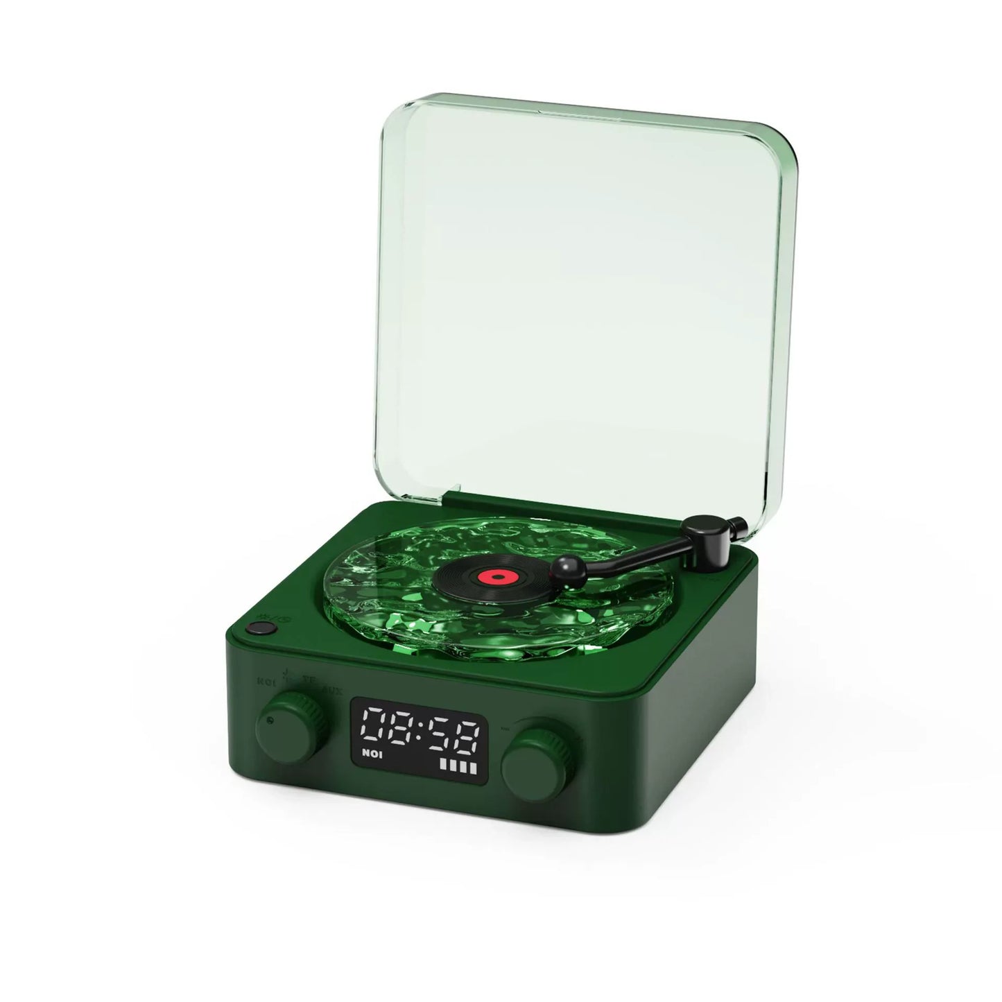 Veilleuse rétro en forme de tourne-disque avec haut-parleur Bluetooth et bruit blanc pour favoriser le sommeil, lumière d'ambiance RGB pour une chambre relaxante ou une chambre d'enfant d'ado, ambiance musicale