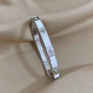 Bracelets tendance GoldGirly en acier inoxydable avec strass et zircone cubique pour femmes, couleur argent, bijoux