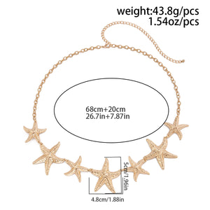 Ceinture, chaîne de taille et de ventre en forme d'étoile de mer dorée pour femme, accessoire de mode, sexy, pour l'été et la plage