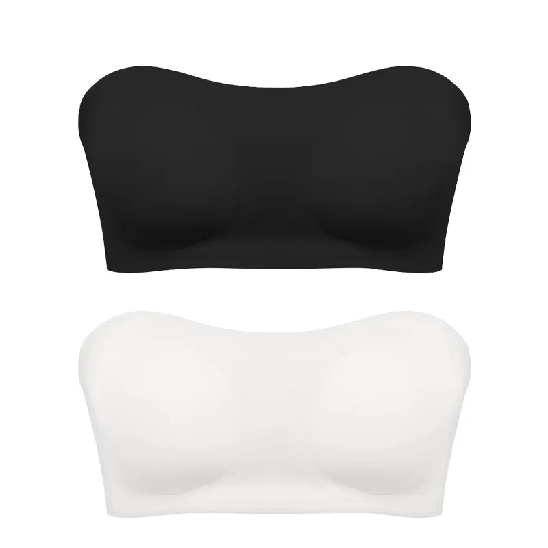 Soutien-gorge push-up sexy sans bretelles pour femme, rembourré et amovible, sans coutures, en soie glacée, invisible, dos nu, antidérapant, épaules dénudées