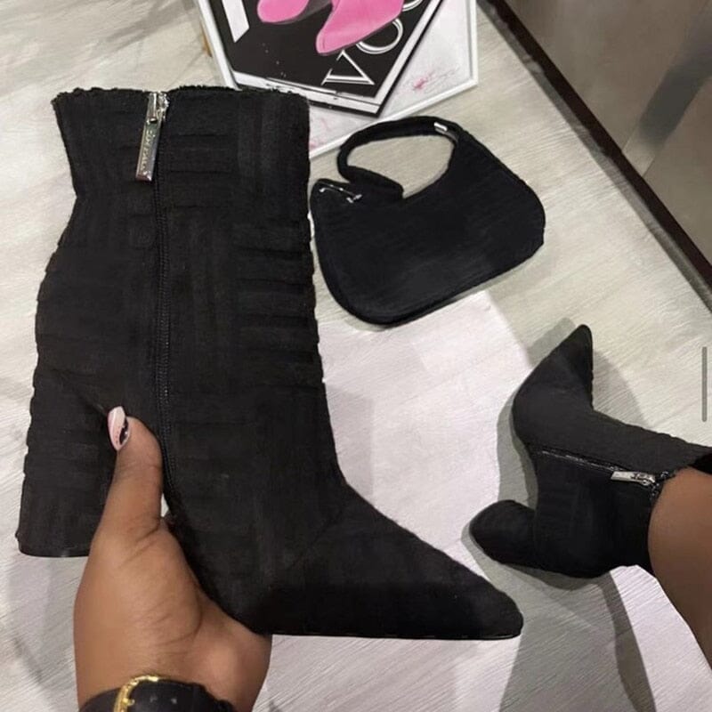 Bottines Orange à bout pointu pour femme, chaussures chevilles à talons hauts et fermeture éclair sur l'intérieur, mode automne hiver