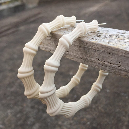 Boucles d'oreilles créoles Bambou nouvelle résine colorée