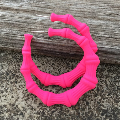 Boucles d'oreilles créoles Bambou nouvelle résine colorée